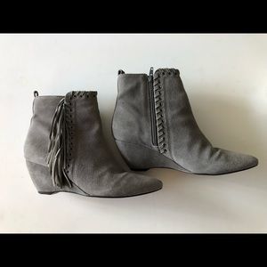 Matisse Fringe Wedge Bootie - Grey Suede